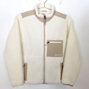 Marmot Women Wiley Zip Up Fleece Jacket Sz M Ivory Polartec Outdoor